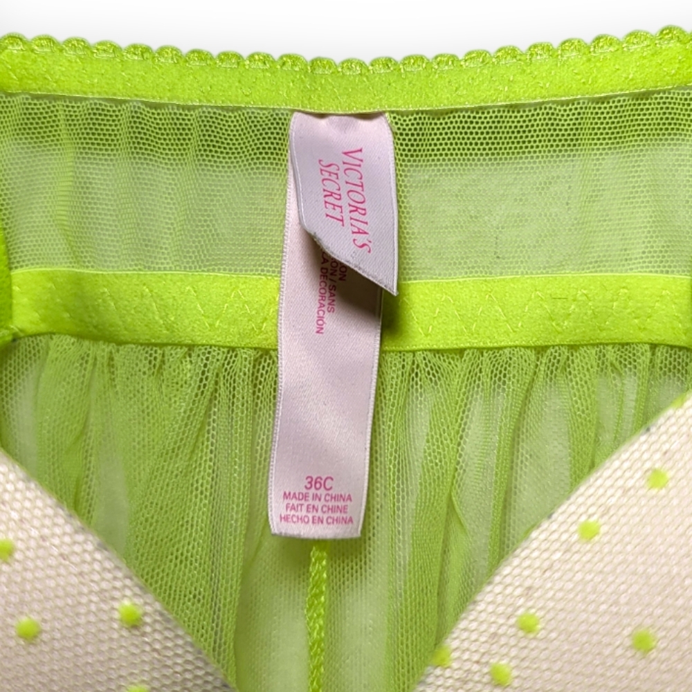 Victoria's Secret Babydoll Neon Green and Pink Ruffle Lace 36C - Picture 5 of 6